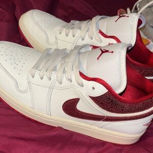 Jordan Men's White and Burgundy Sneakers